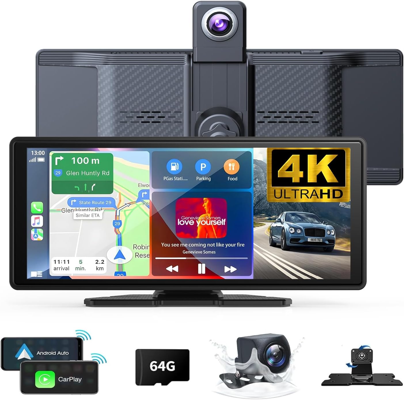 Detalle de Pantalla CarPlay 10,26" 4K con dash cam 360°