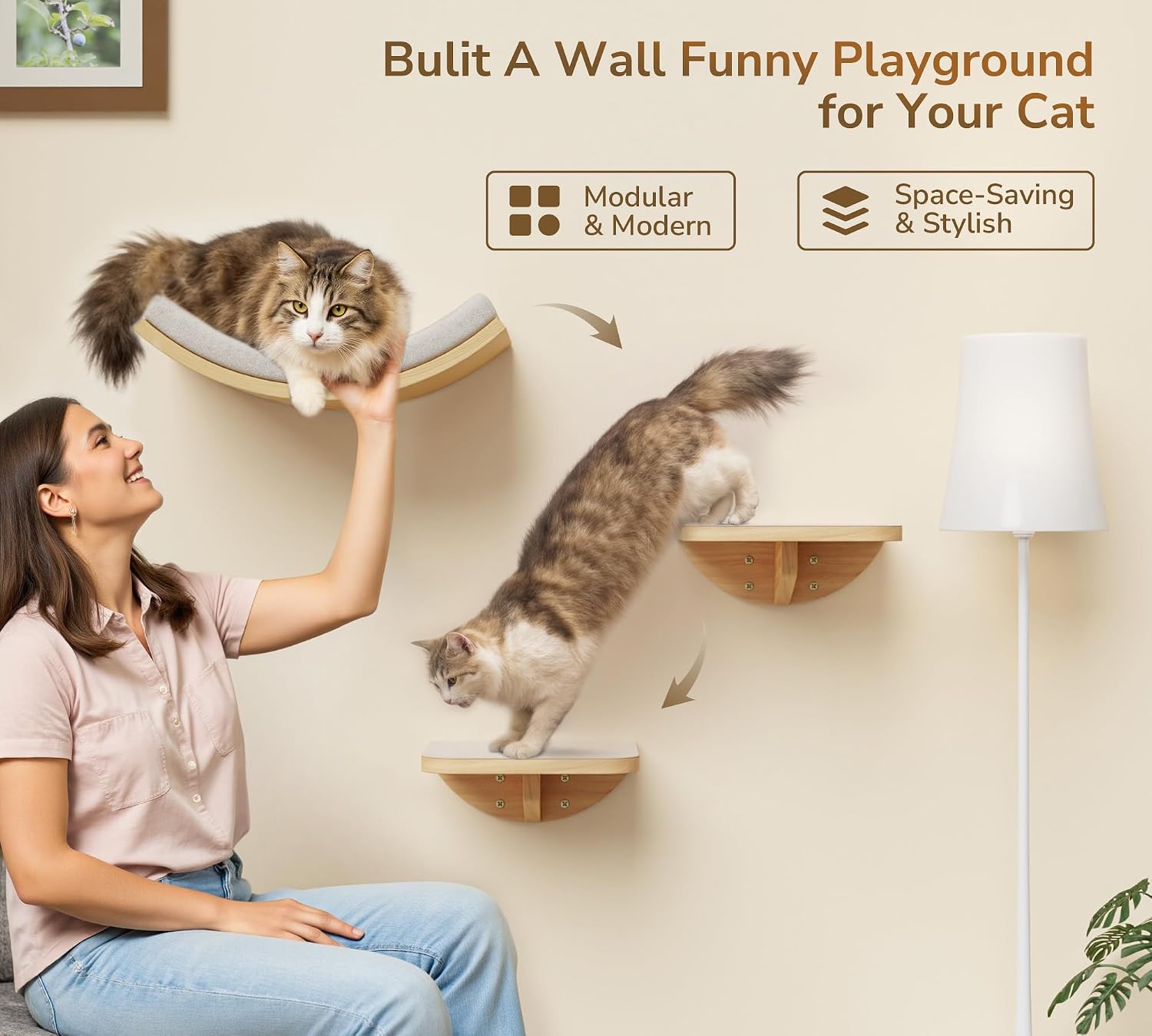 Detalle 1 de PEL UOMOZ Cat Wall Shelves Sponge Mat