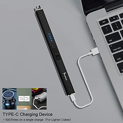 Detalle de SUPRUS Briquet électrique Arc – Rechargeable, sans flamme, USB, sécurité et verrouillage, Noir