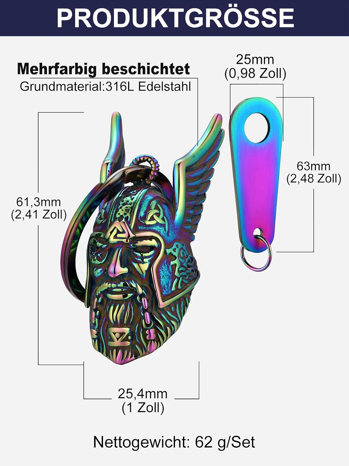 Thumbnail 5 de Bandmax Motorrad-Schlüsselanhänger „Glocke“ aus Edelstahl (Motorradglocke, Glücksbringer)