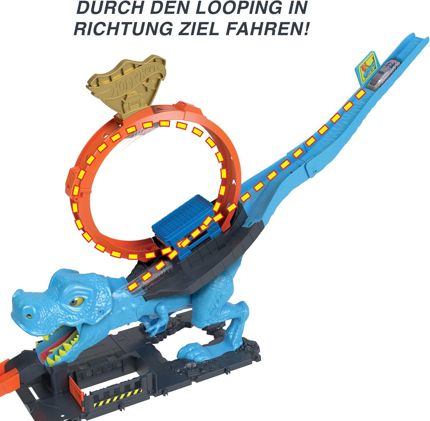 Thumbnail 3 de Hot Wheels Autorennbahn T-Rex Angriff – Geschicklichkeits- und Timing-Spielspaß mit Looping