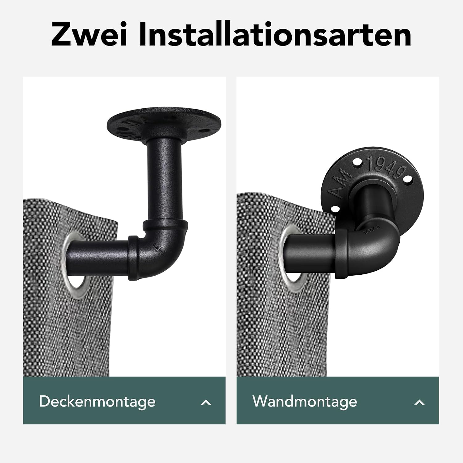 Detalle 1 de Gardinenstange Schwarz 25 mm, 76 bis 305 cm