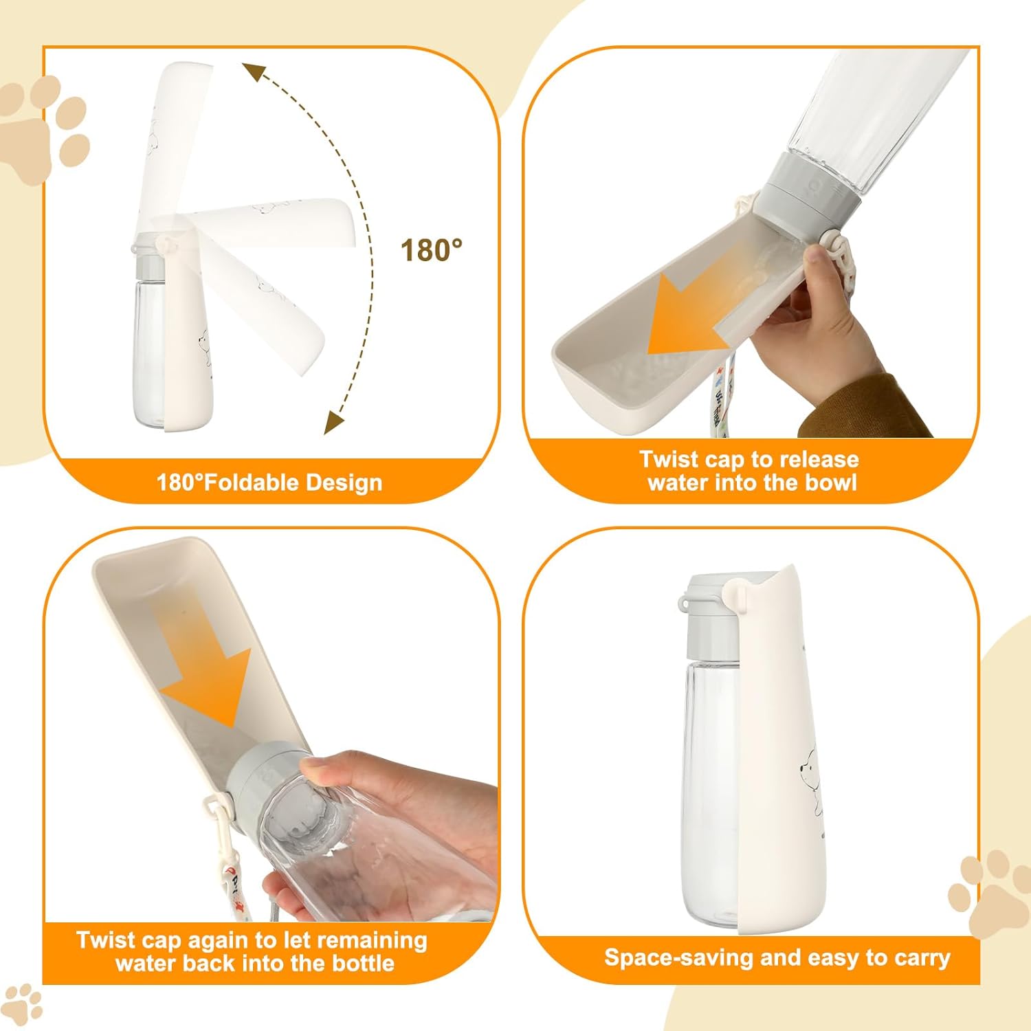 Thumbnail 4 de VINATO Borraccia per cani da viaggio 550 ml ripiegabile con ciotola e tappo anti-perdite