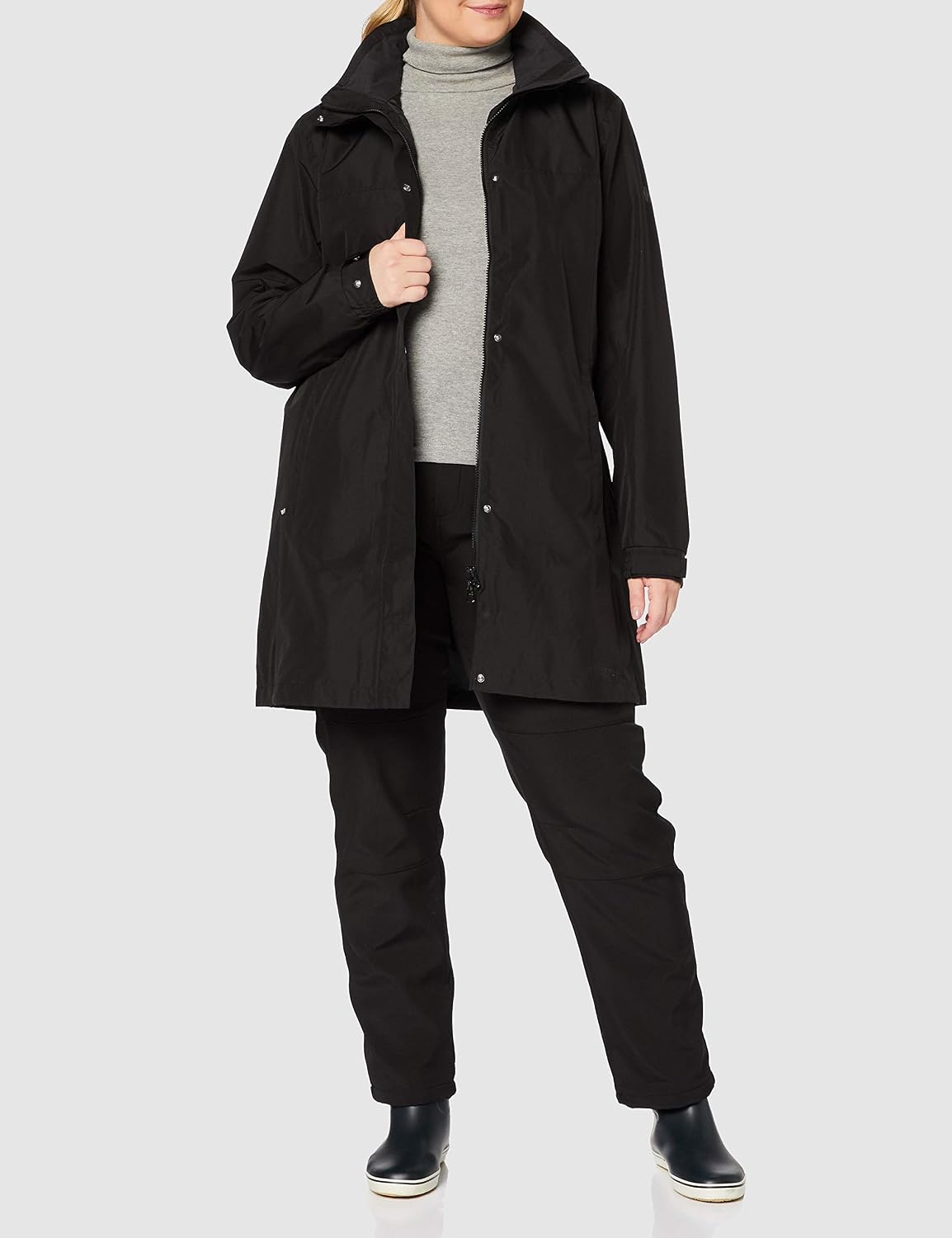 Detalle de Helly Hansen Damen Aden Lange Regenmantel – zuverlässiger Schutz mit feminine Silhouette