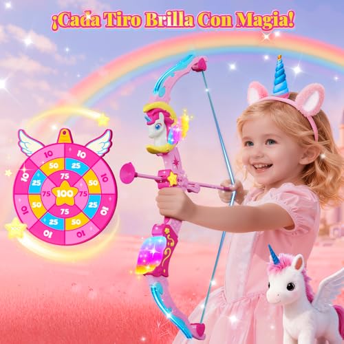Thumbnail 2 de Juguete arco de unicornio con luces y flechas ventosa de Kidluna para niñas 3-12 años
