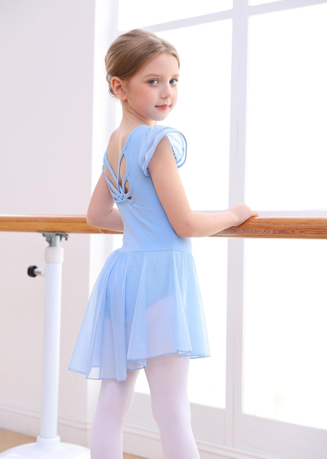 Detalle 2 de MdnMd Girls' Ballet Leotard, Cotton-Lycra Blend
