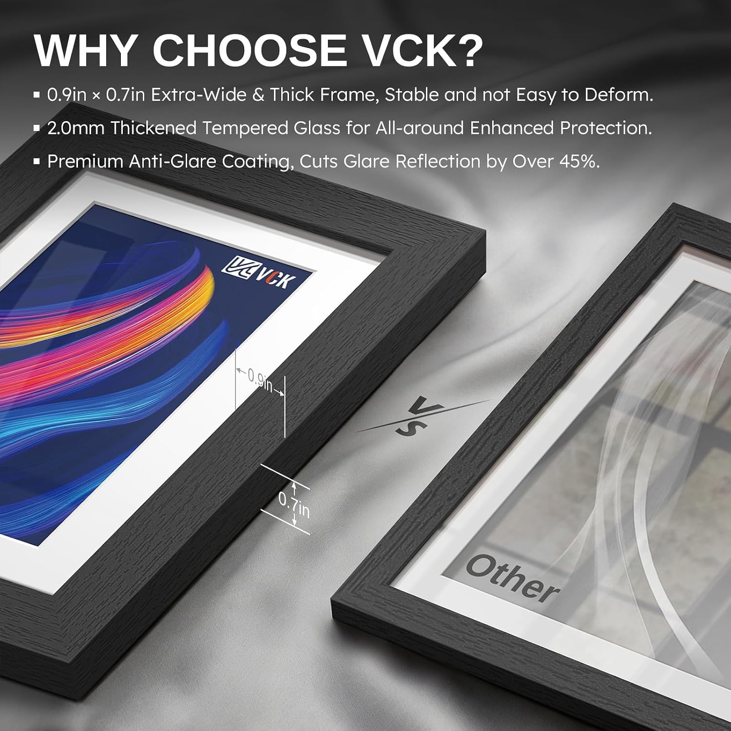 Thumbnail 5 de VCK 8x10 Picture Frame Set of 5 – Versatile Black Frames for 5x7 or 8x10 Displays