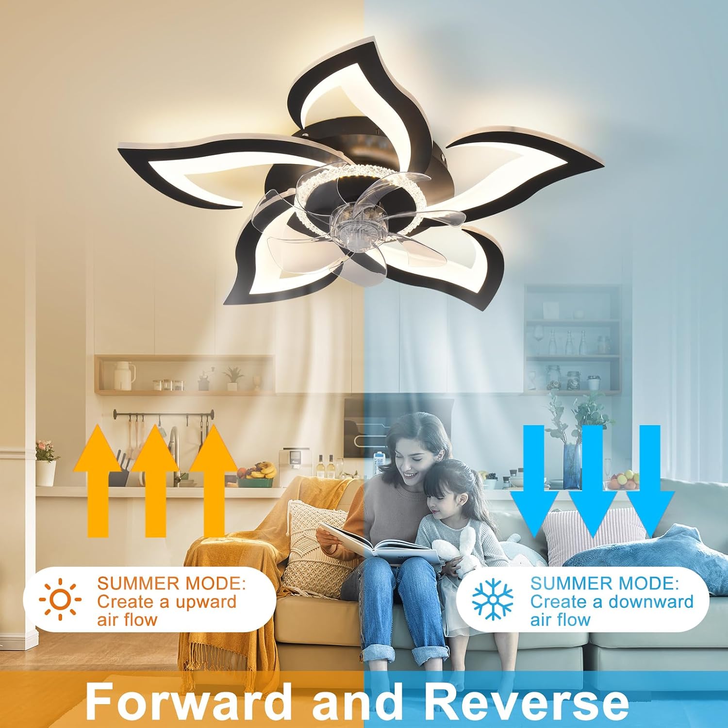 Detalle de ZHMDJDSH ADH-CFL10 26-inch Geometric Ceiling Fan with Dimmable LED Light