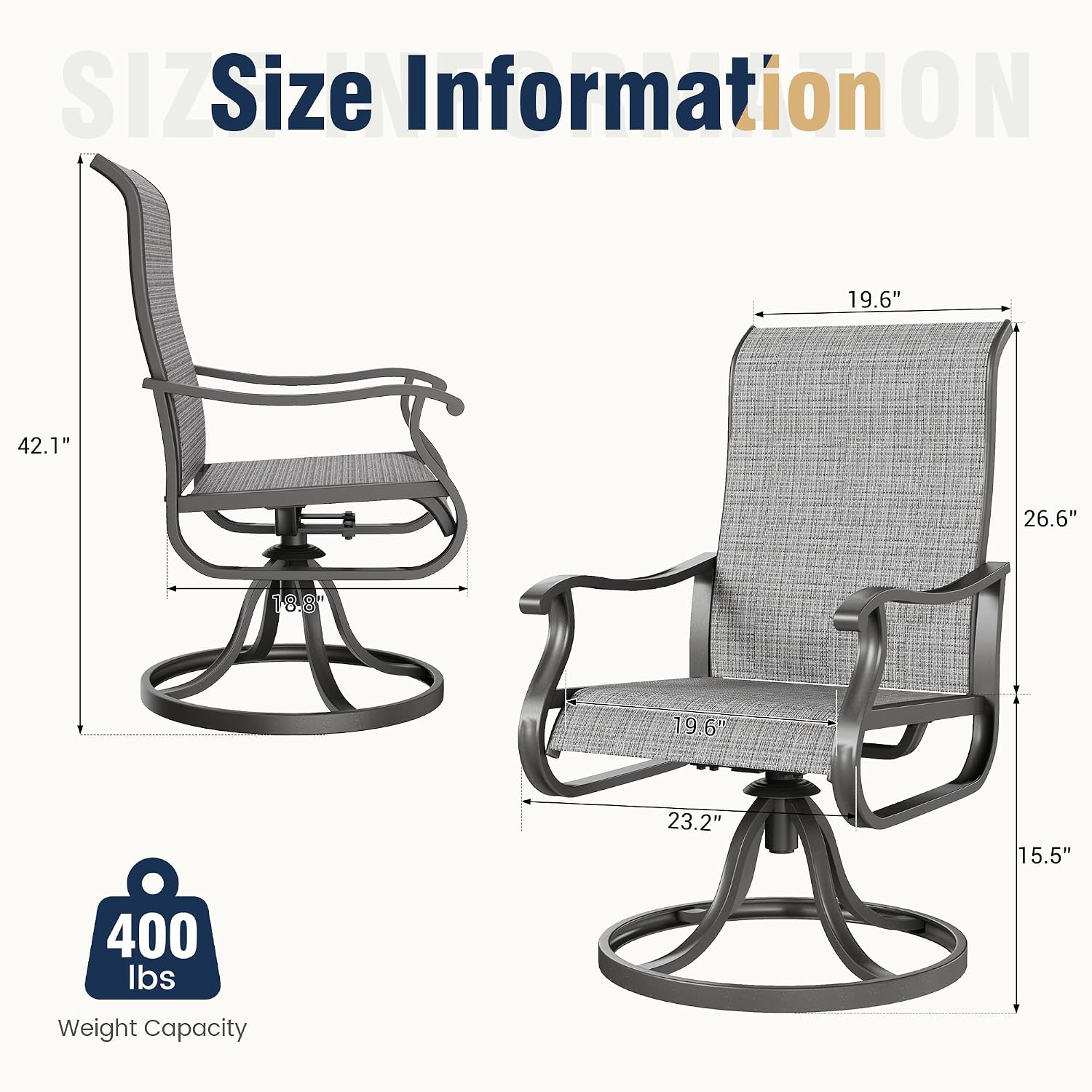 Thumbnail 2 de Amopatio Patio Swivel Chairs Set of 4, Outdoor Dining Chairs with 360° Swivel