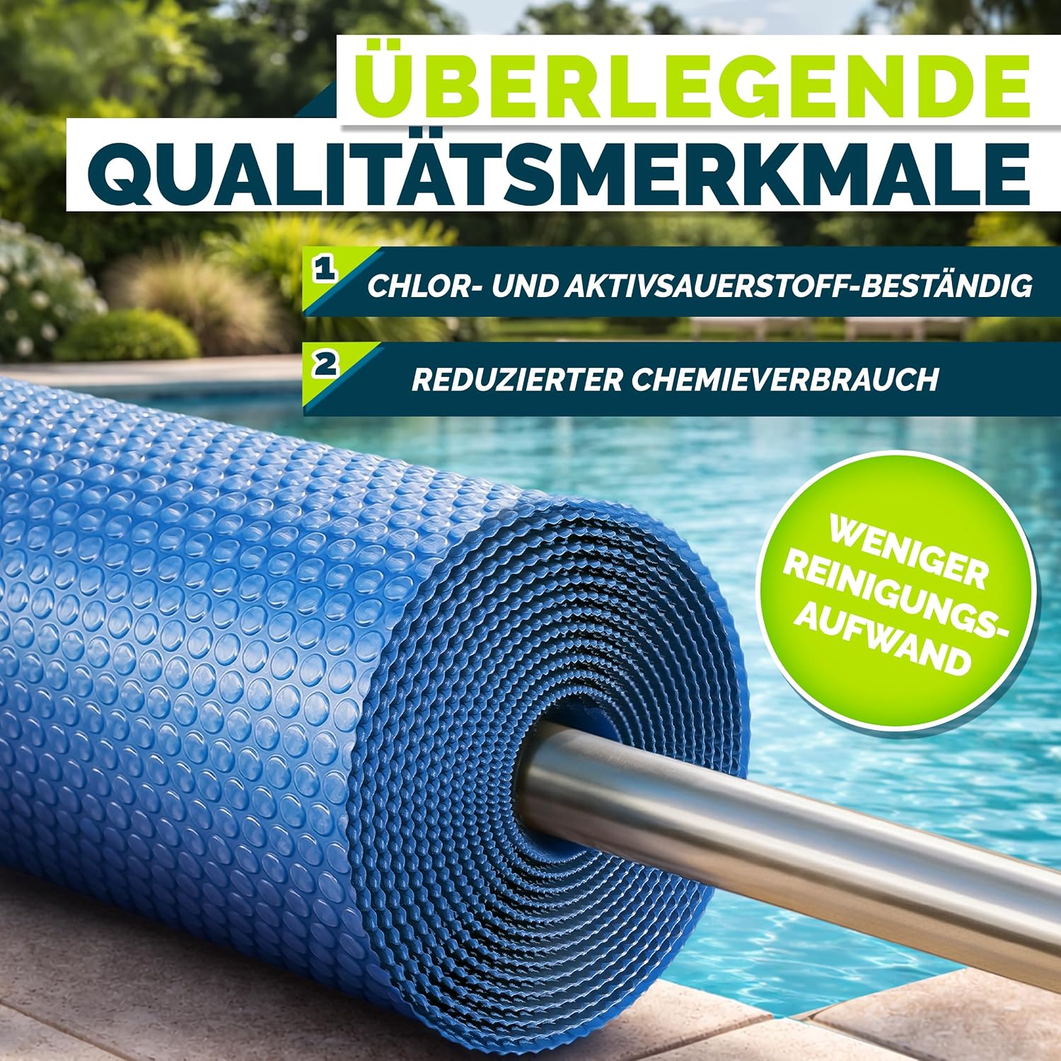 Thumbnail 2 de tillvex Pool Solarabdeckplane Rund & Rechteckig – 120 µm, 1000x500 cm, blau