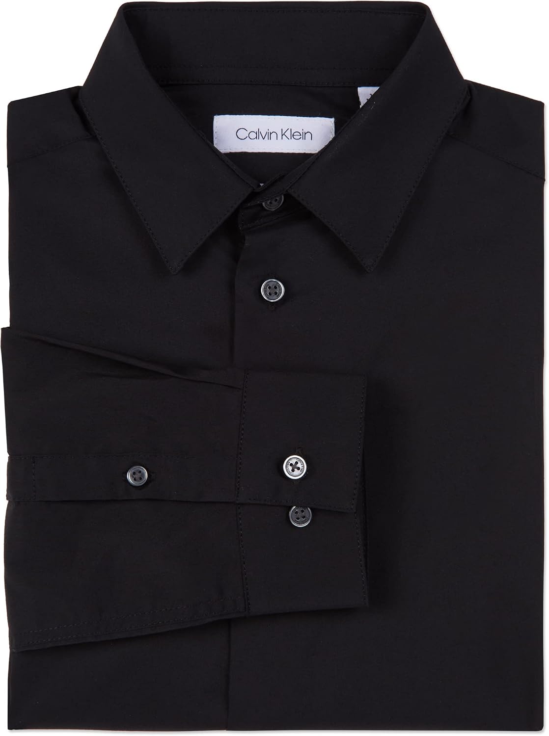 Detalle de Calvin Klein Boys' Long Sleeve Slim Fit Dress Shirt – Button-Down with Cuffs