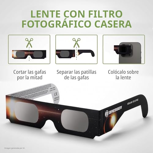 Detalle 2 de Gafas Eclipse Solar BRESSER Design B (Pack 5) homologadas CE ISO 12312-2