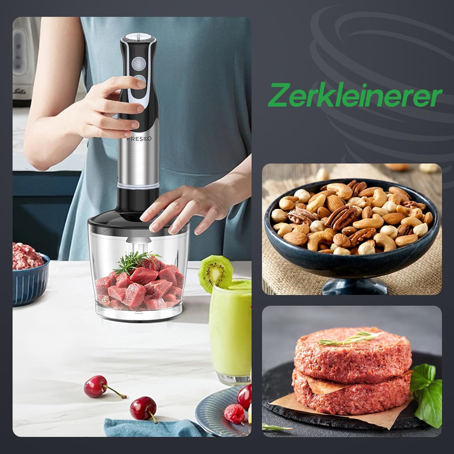 Thumbnail 5 de FRESKO Stabmixer Edelstahl 1000W 4-in-1