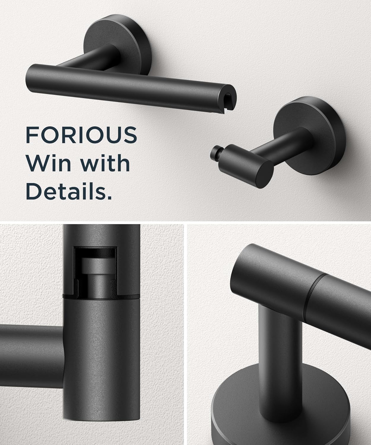 Detalle 1 de FORIOUS Wall-Mount Toilet Paper Holder, Matte Black