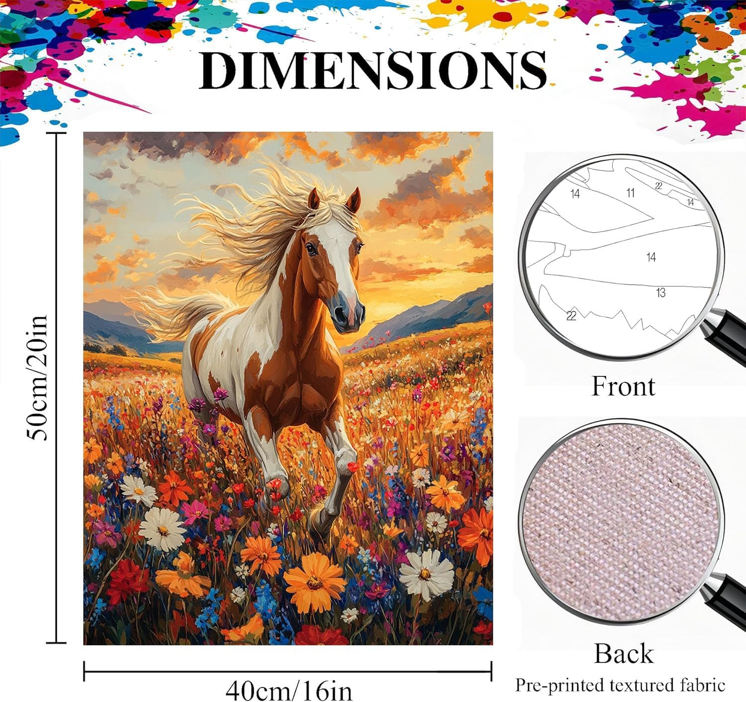Detalle de Lonmo Adult Paint by Numbers Kit (16x20inch) – Paint by numbers for adults, home wall décor & gifting