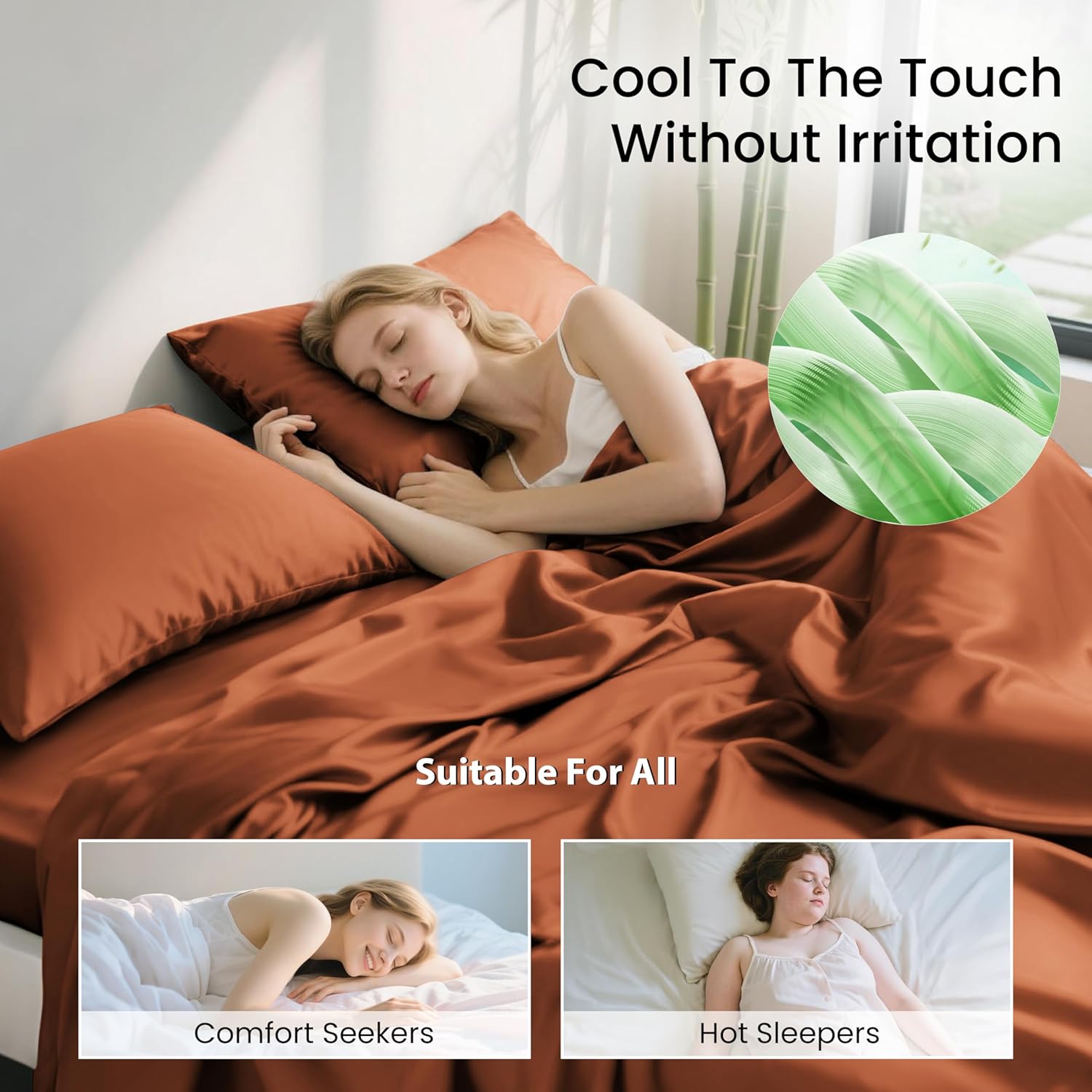 Thumbnail 2 de Love's cabin King 4-Piece Bamboo Rayon Sheets: Silky, Breathable Luxury with Deep 16-Inch Pockets