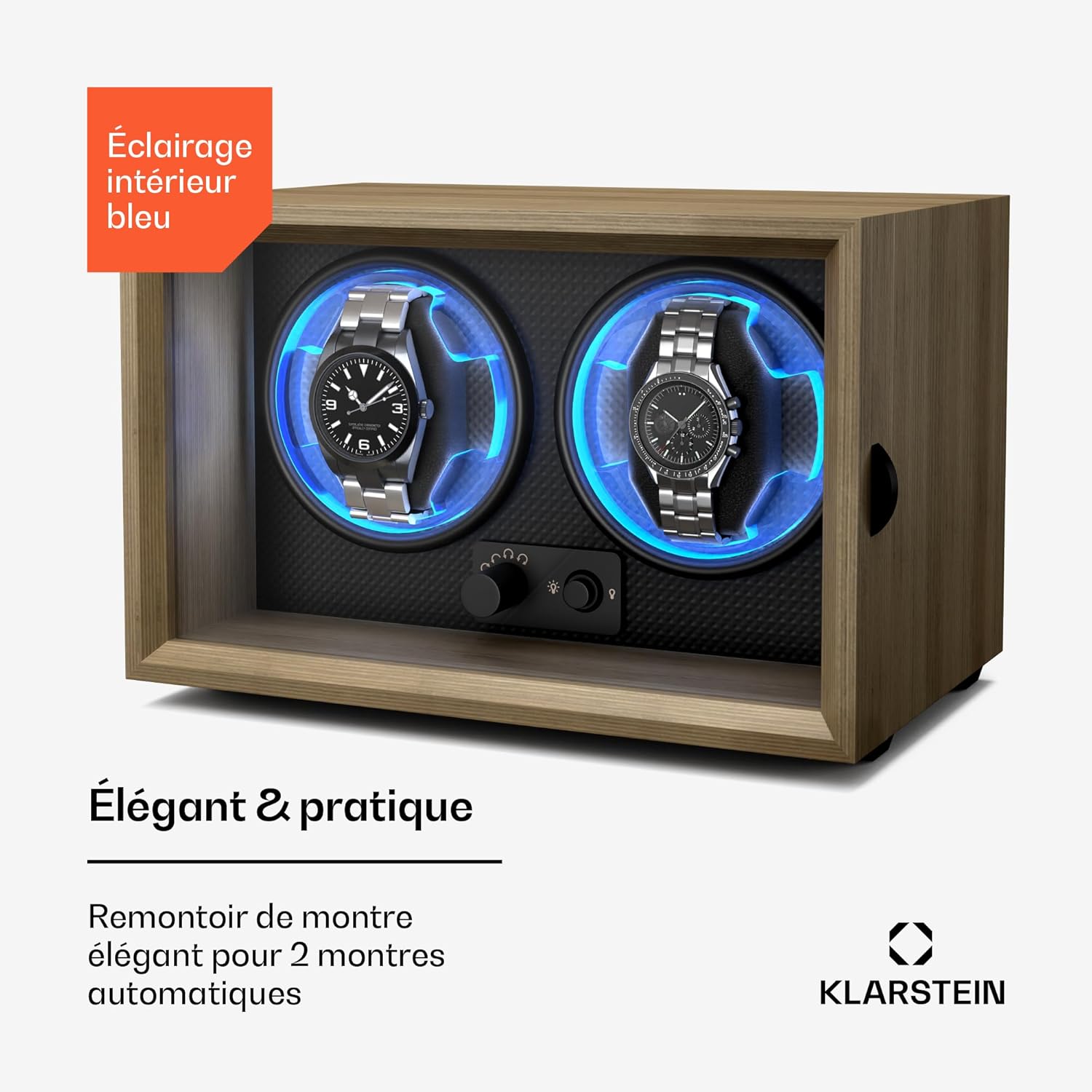 Thumbnail 1 de KLARSTEIN Remontoir de montre automatique avec éclairage LED bleu et porte en acrylique
