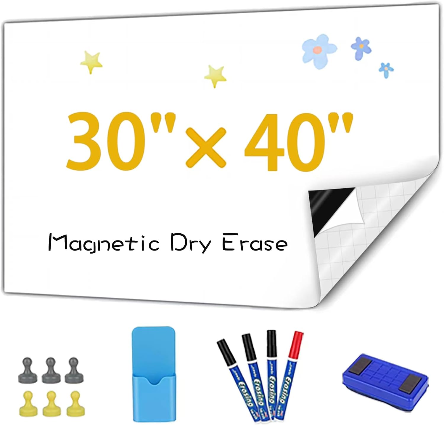 Detalle de Babenoun Magnetic Dry-Erase Board Contact Paper, 30" x 40", Cut-to-Size
