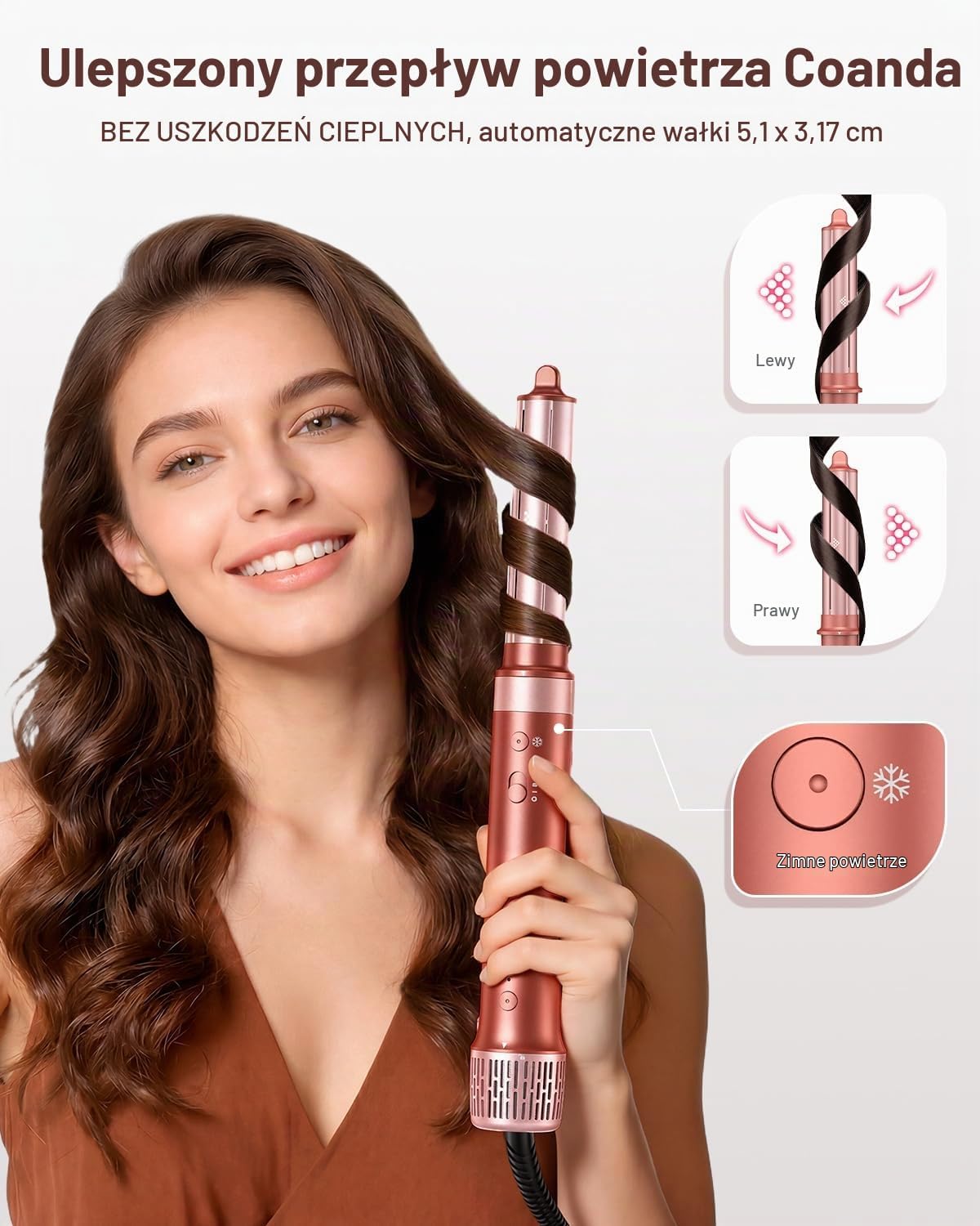Detalle 2 de HITTIONA F2 Airstyler 6 w 1, suszarka jonowa 1500 W i automatyczna lokówka