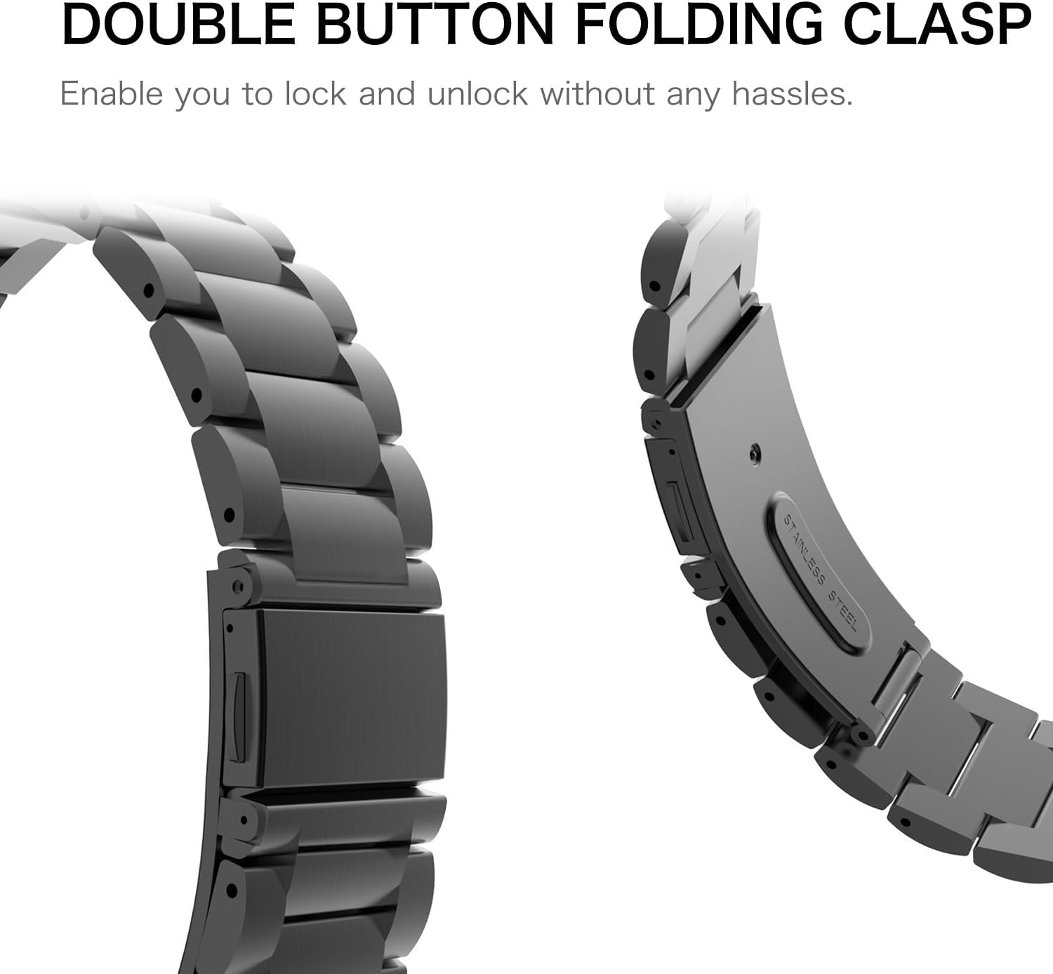Detalle 2 de FINTIE Armband für Garmin 45mm, Edelstahl schwarz