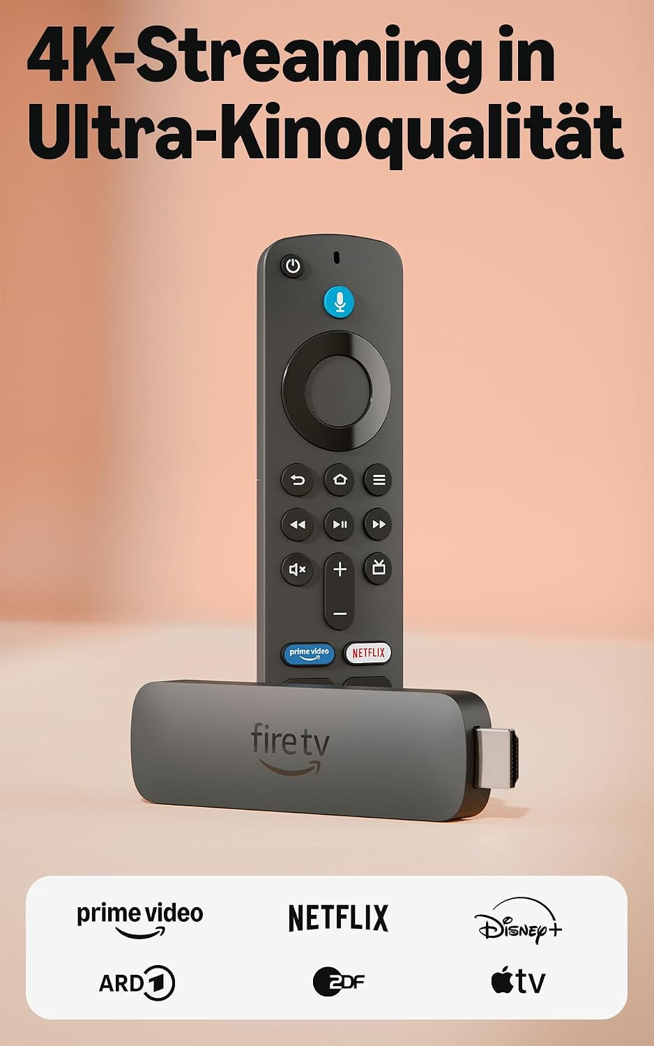 Detalle de Amazon Fire TV Stick 4K Plus mit Wi‑Fi 6 – Dolby Vision/Atmos, HDR10+ und Alexa