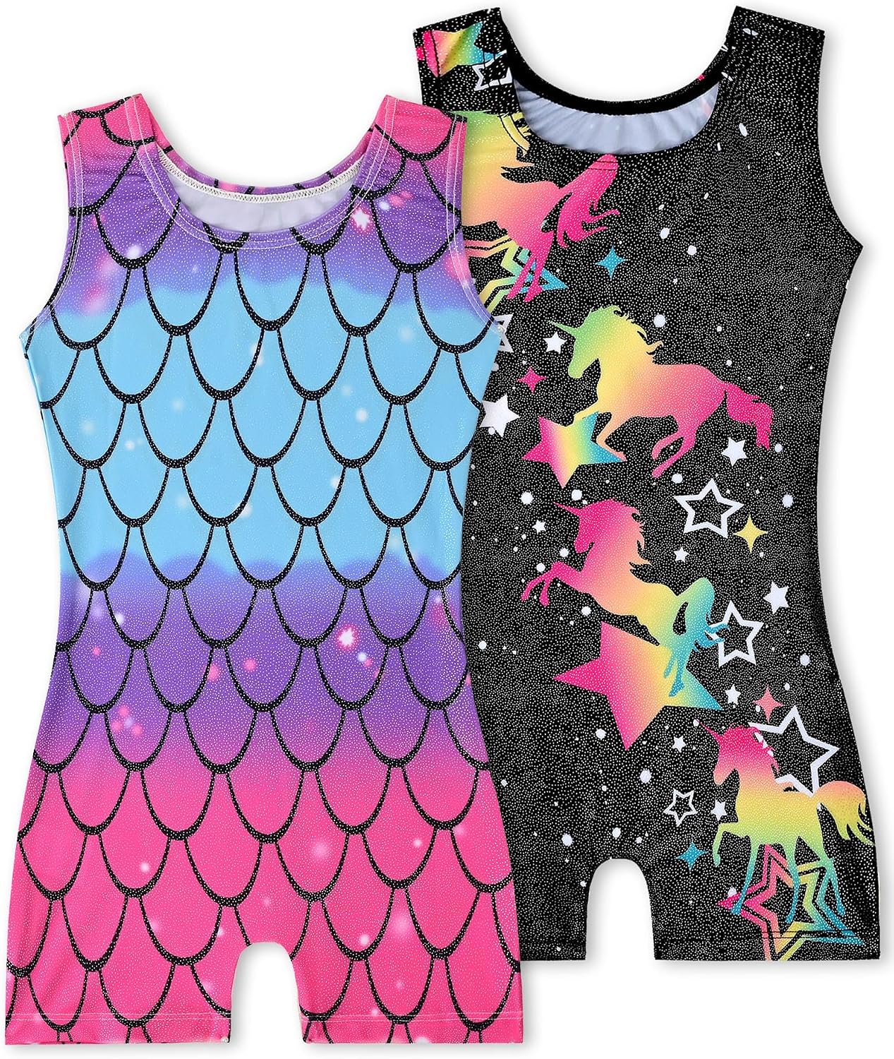 Detalle de Tstiti Girls’ Sparkly Gymnastics Leotards, 2-Pack with Matching Hair Scrunchies