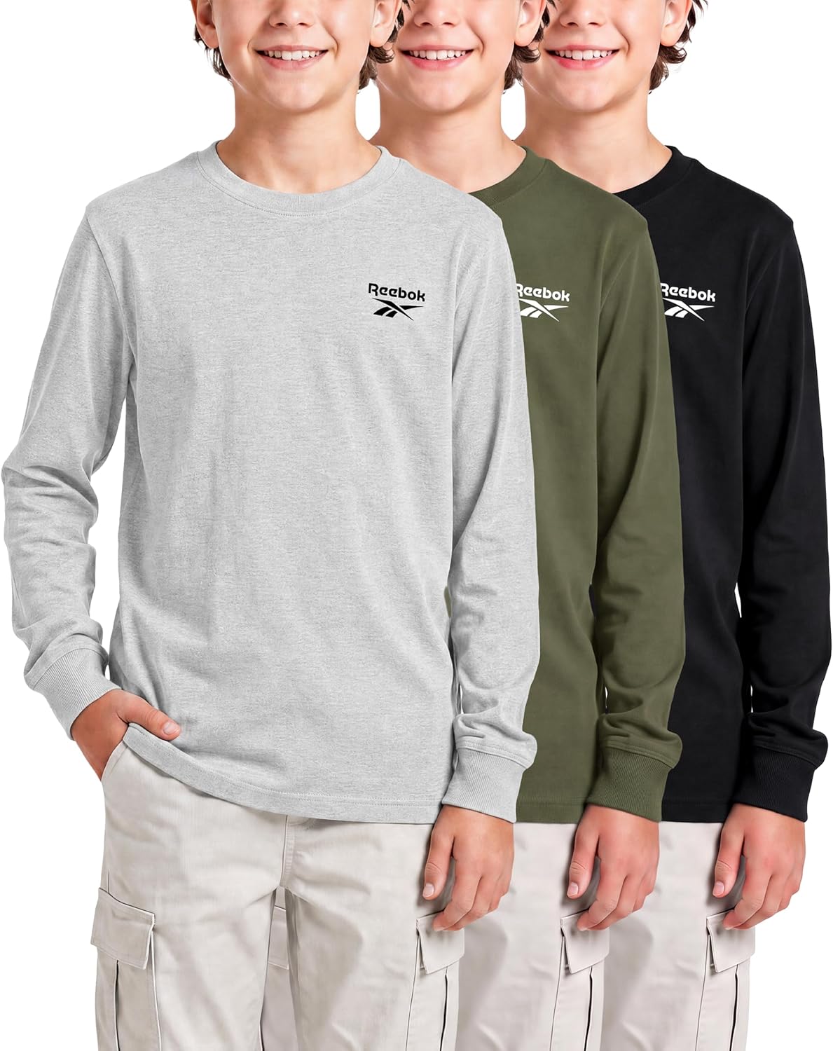 Thumbnail 6 de Reebok Boys' Long-Sleeve Shirts, 3-Pack