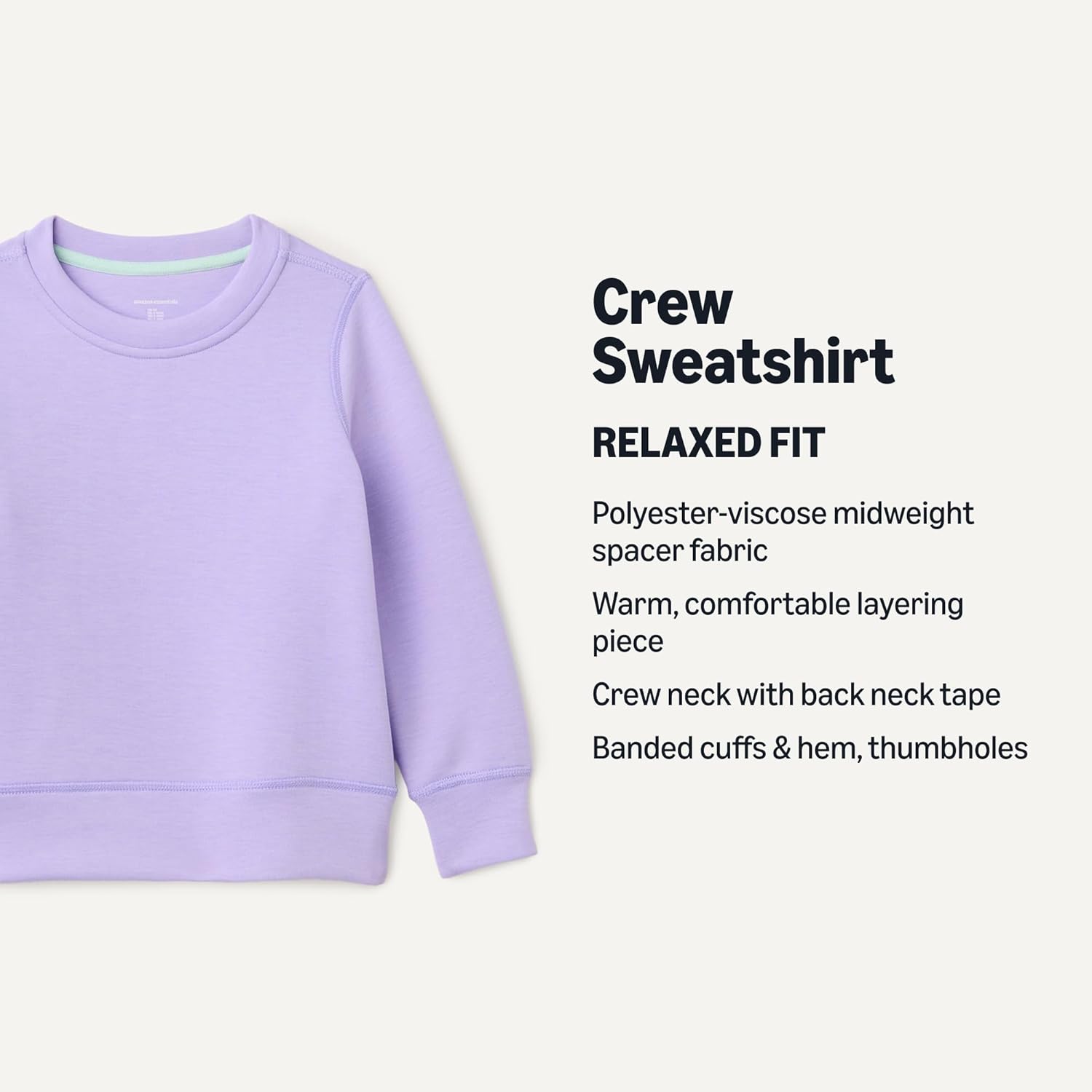 Detalle 2 de Amazon Essentials Girls' Active Sweat Relaxed-Fit Crewneck Pullover Sweatshirt