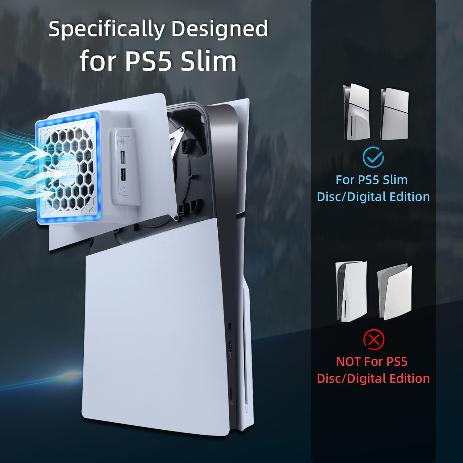 Detalle 2 de Mcbazel PS5 Slim Lüfter 3 Stufen