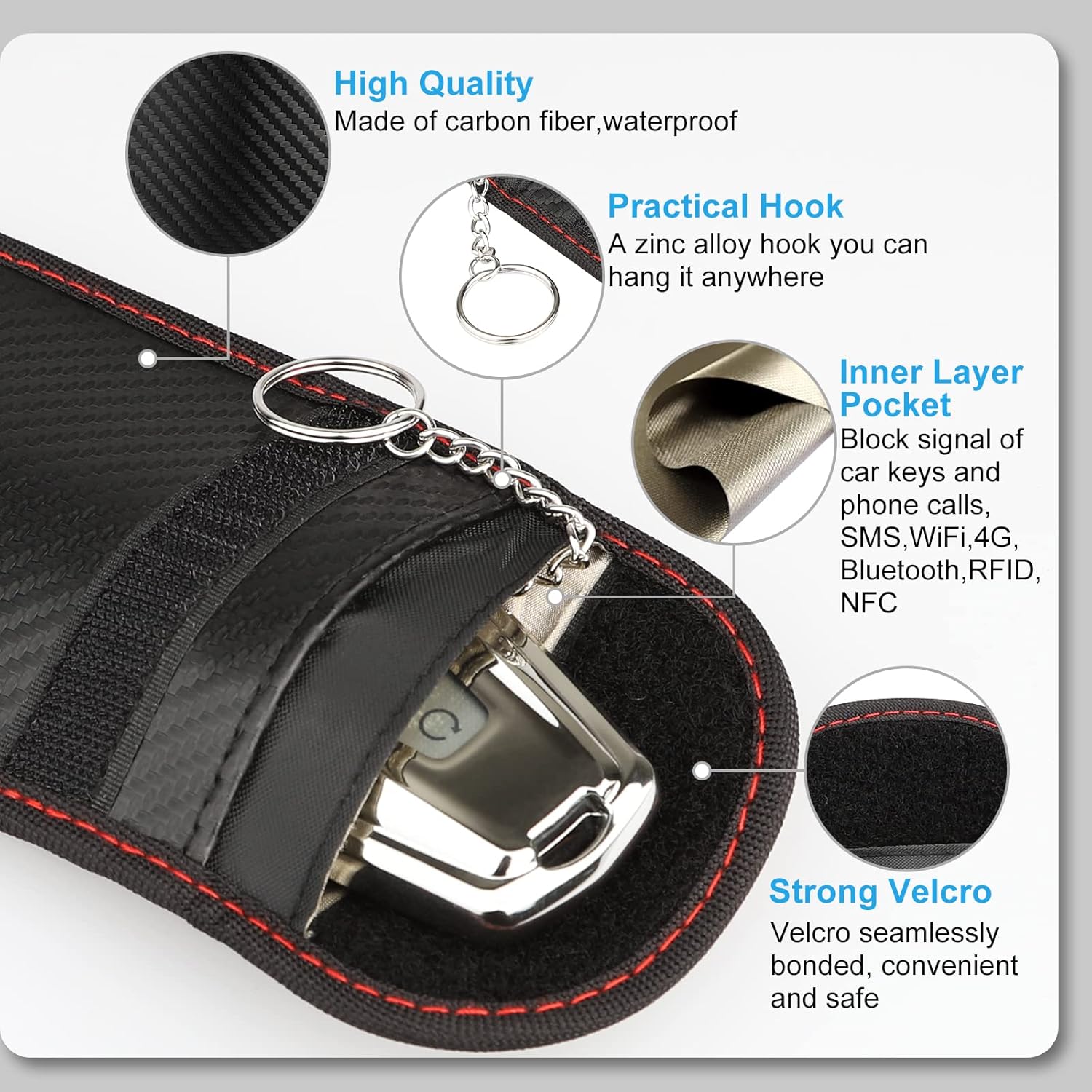 Detalle 2 de Diyife Faraday Pouch 2-pack RFID key blocker 🔑