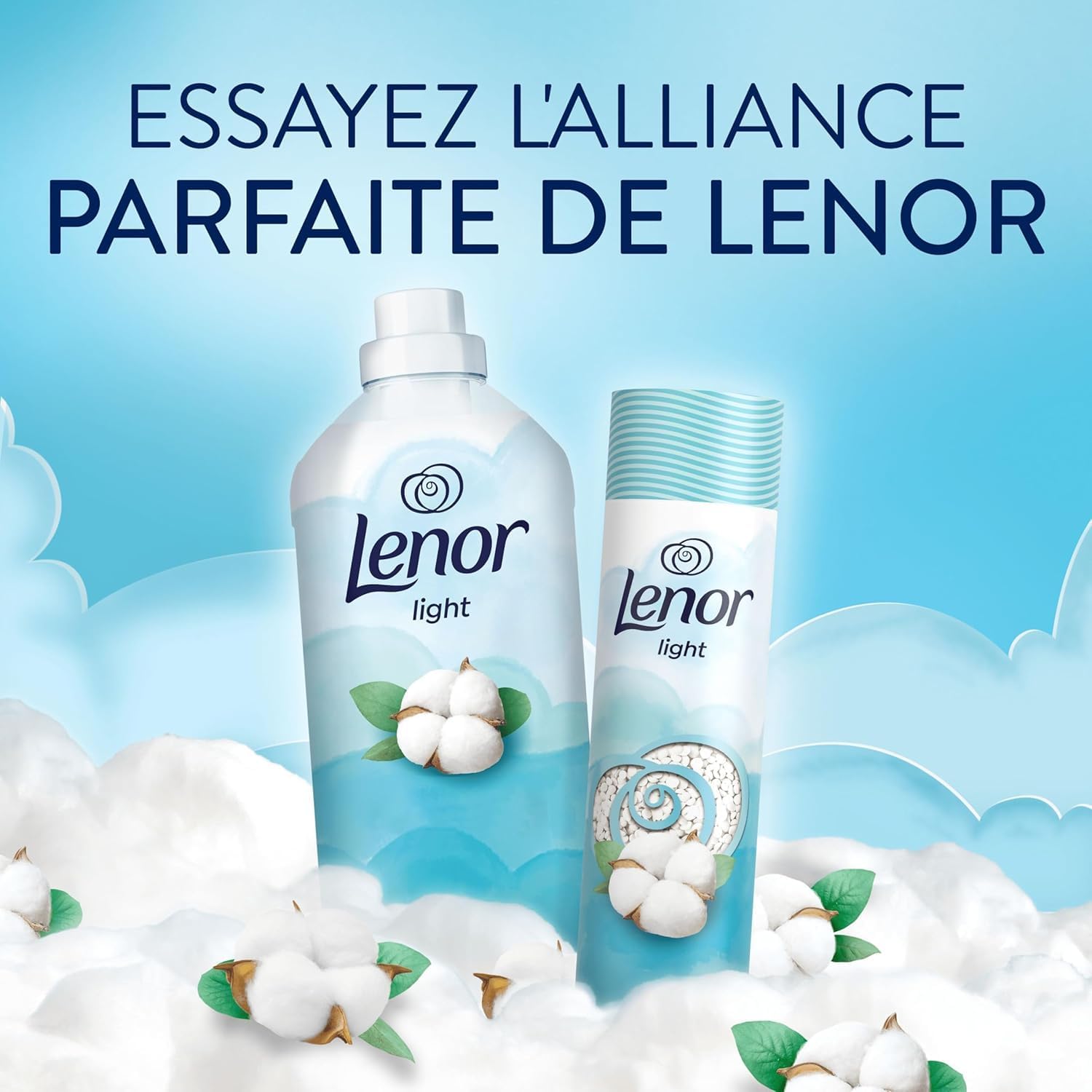 Detalle de LENOR BEADS LIGHT 0% FRAICHEUR DE COTON 19D — Perles parfumées pour linge, sans colorant