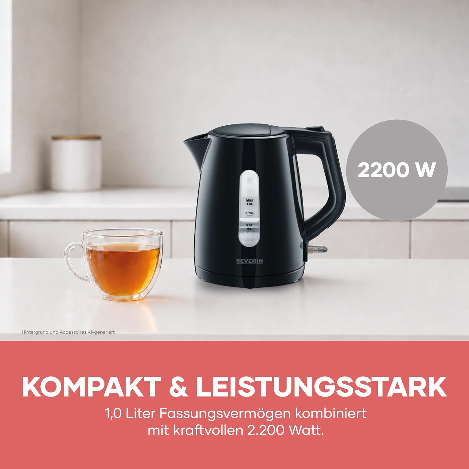 Thumbnail 6 de SEVERIN Wasserkocher WK 3410 – kabellos, 1,0 L, 2200 W, schwarz