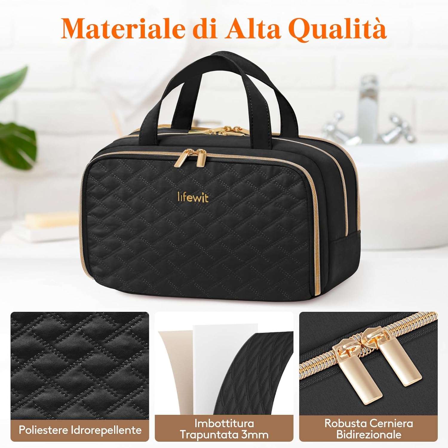 Detalle 2 de Lifewit Beauty Case da Viaggio per Donna: spazio, organizzazione e stile in un accessorio compatto