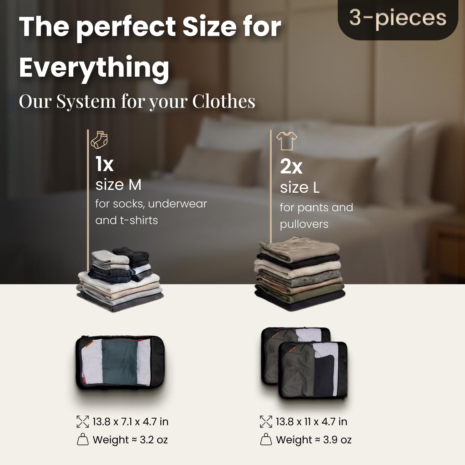 Detalle de Compression Packing Cubes for Backpack and Suitcase with Compression Cubes (3-pack) for Travel & Cruise Essentials