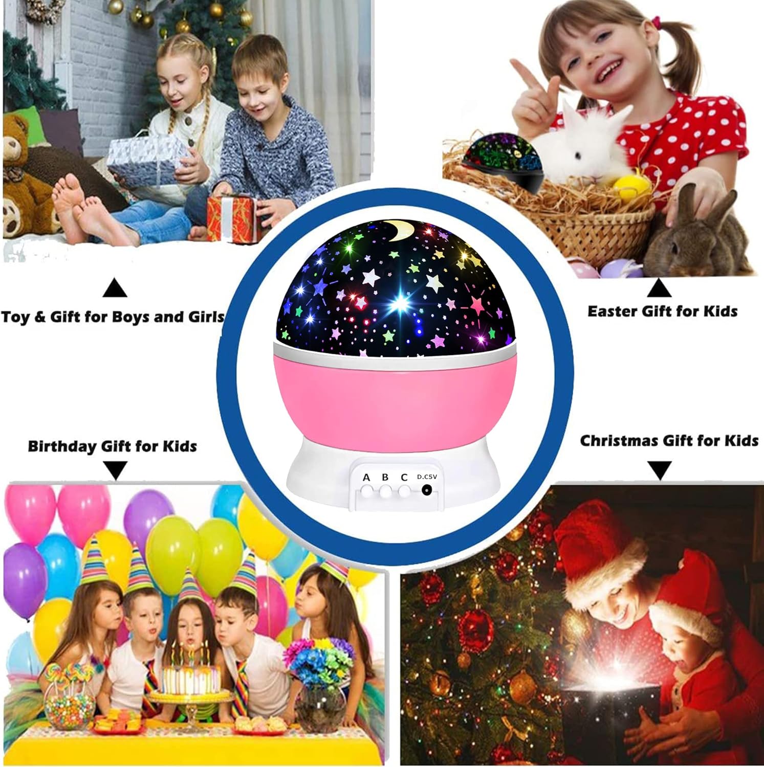 Detalle de Girls Toys Star Night Light Projector (3–10 years) with 360° rotation and starry sensory lights