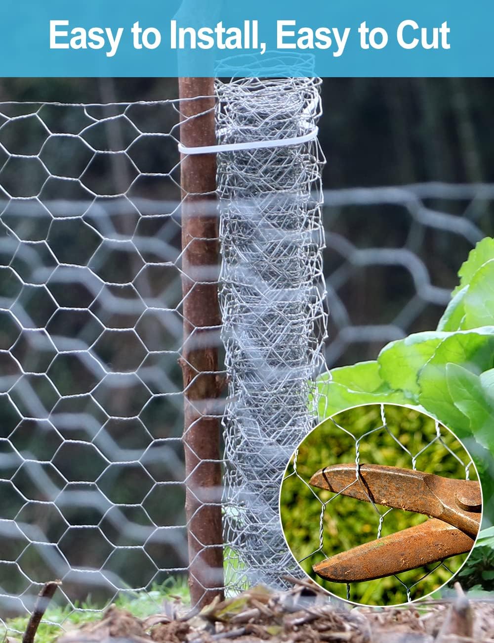 Detalle 2 de TOYPOPOR Chicken Wire 40cm x 10m: Outdoor Anti-Rust Hexagonal Galvanized Fence for Gardens