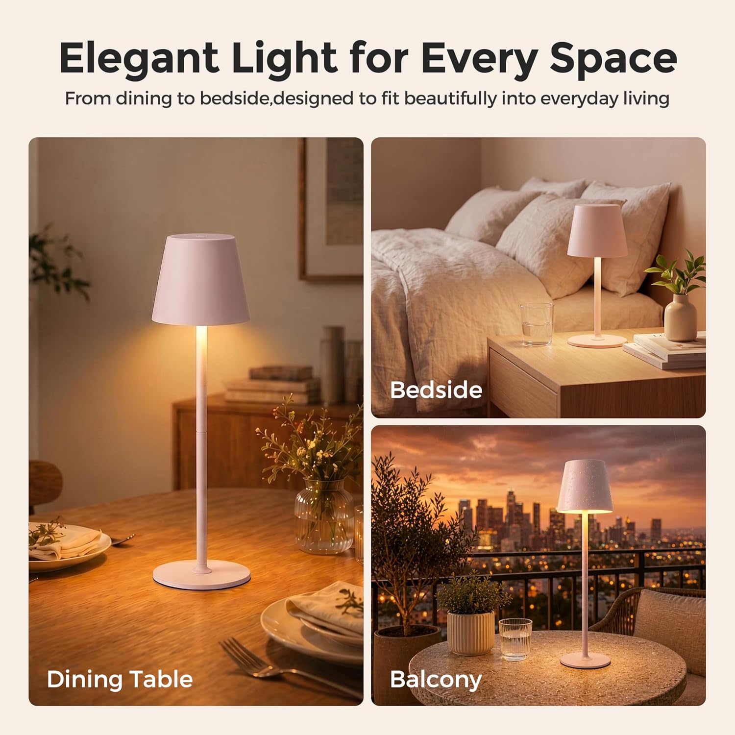 Thumbnail 6 de UPXNBOR Rechargeable Table Lamp: 3-Color Stepless Dimmable LED Bedside Light