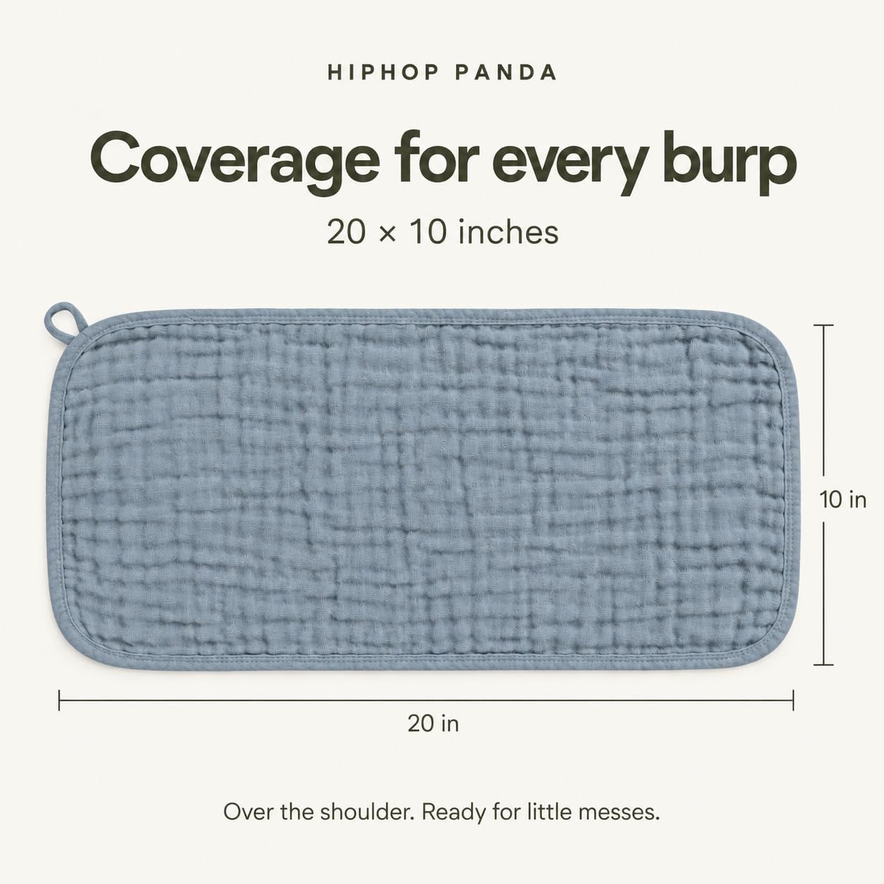 Detalle 2 de HIPHOP PANDA HIP-BC-10P-PacificBlue Muslin Burp Cloths, 10-Pack, Cotton