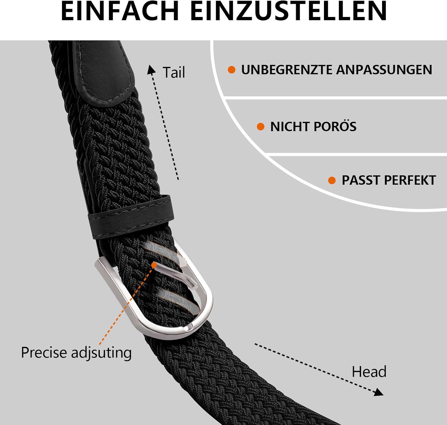Thumbnail 2 de TANGCHAO Stoffgürtel Stretchgürtel 90–135 cm