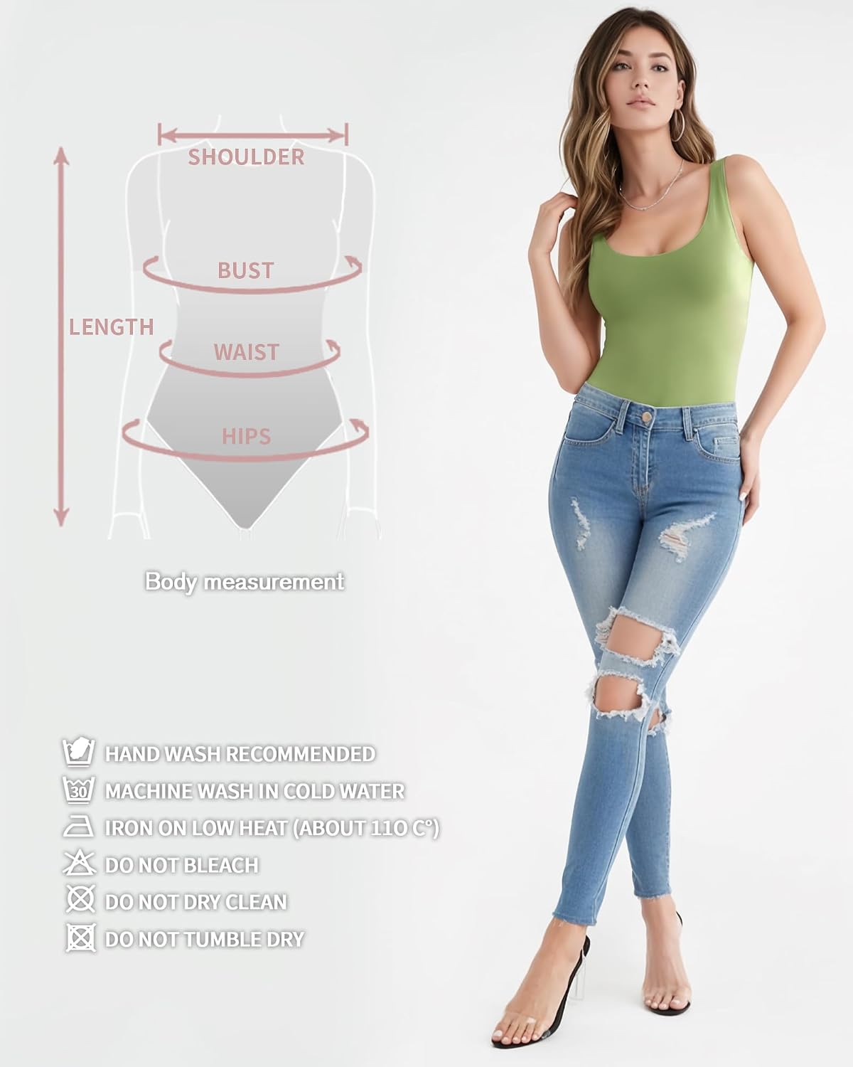 Detalle de Womens bodysuit scoop neck with snaps