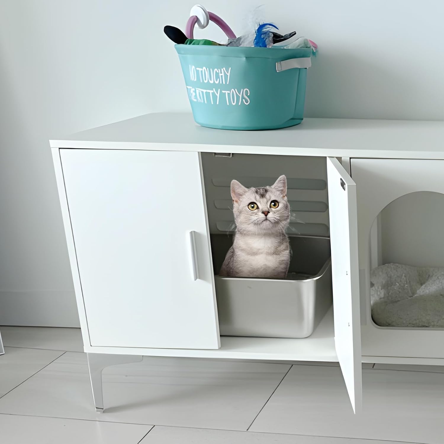Thumbnail 5 de Holintan Litter Box Stainless Steel Cat Litter Pans, 2-Pack, 17.7 x 13.7 x 6 in