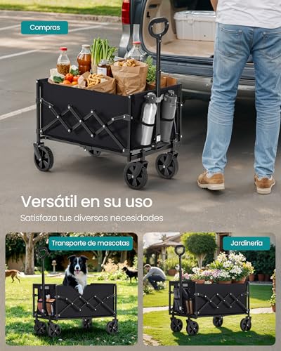 Detalle de SONGMICS GFW909B01 carro de mano plegable de jardín, 90 L y hasta 180 kg