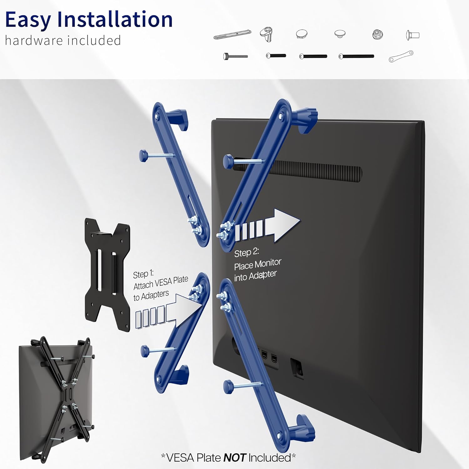 Thumbnail 6 de VIVO Kit de Montage VESA pour écran LCD/LED 20–30" – support 75x75 et 100x100 – Stand-VAD1