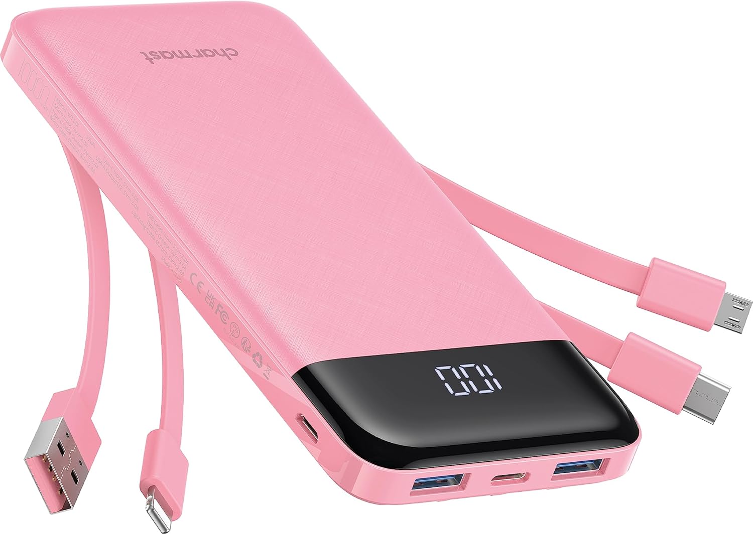 Detalle de Charmast Power Bank with Built in Cables X 4: a practical all-in-one portable charger