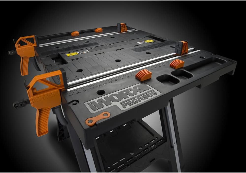 Detalle de WORX WX051 Tavolo da Lavoro Pieghevole Pegasus con Morsetti integrati, Modello B