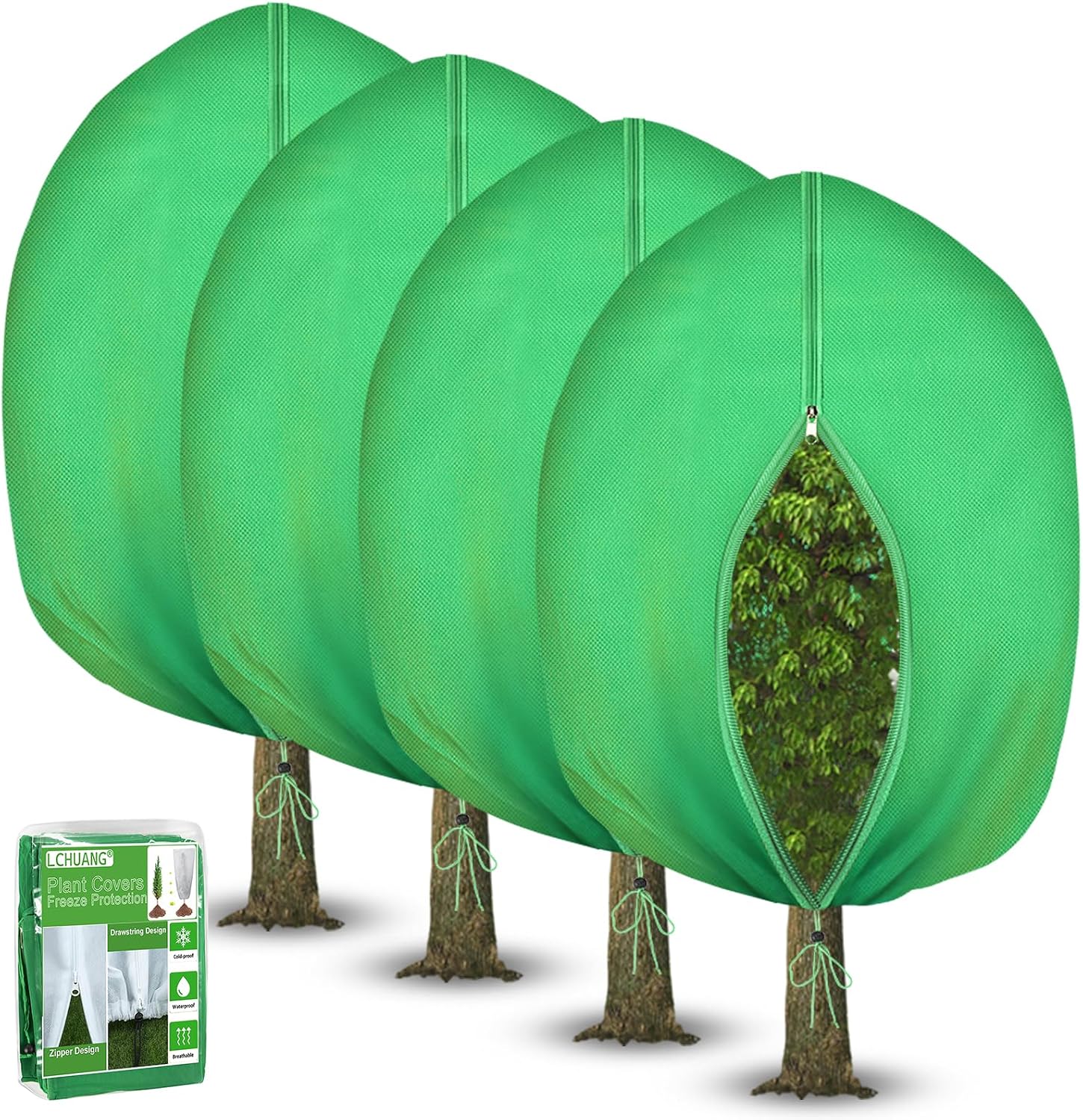 Detalle de LCHUANG Plant Covers Green 2, 4-Pack Frost Covers, 3.2 oz/yd²