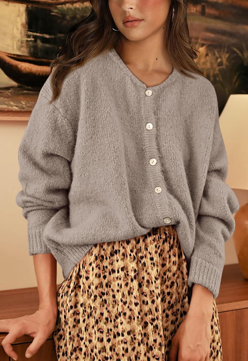 Thumbnail 5 de PRETTYGARDEN Long Sleeve Crewneck Button Down Open Front Chunky Cardigan for Women (Spring 2026)
