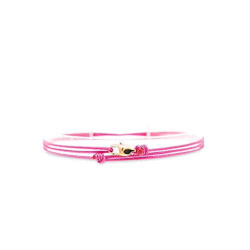 Detalle de Made by Nami Dünnes Wickel-Armband – Karabiner-Haken, wasserfest & verstellbar (Pink Gold)