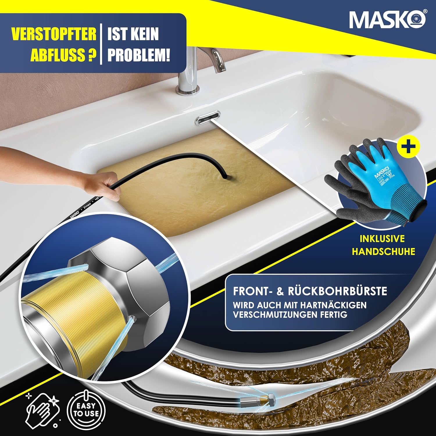 Thumbnail 4 de MASKO Rohrreinigungsschlauch Set 15m 200 bar