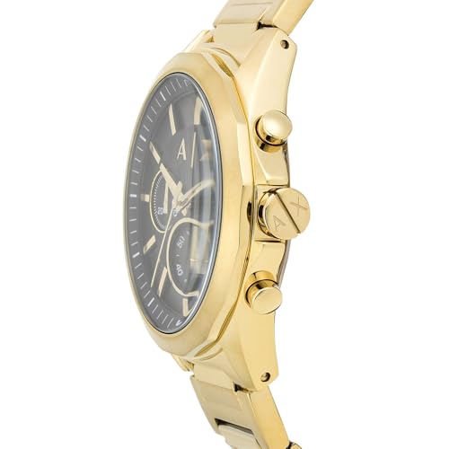 Detalle de Armani Exchange Orologio da uomo in tonalità oro, cronografo al quarzo, cassa 44 mm, cinturino in acciaio